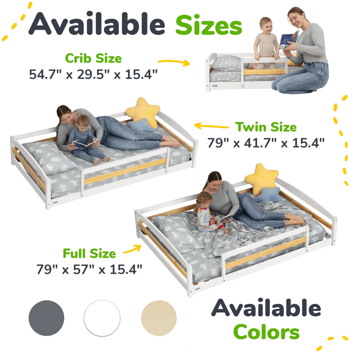 Ocodile.com Cozy Floor Bed for Toddlers with Crib Mattress Compatibility for Easy Transition - 