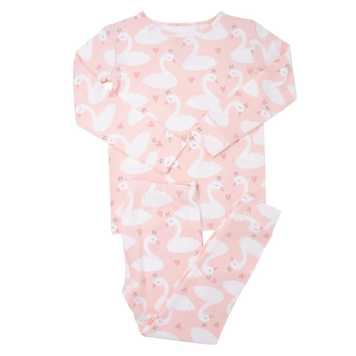 Sweet Bamboo Cozy Kids Pajama Set with Long Sleeve Top and Cuffed Pants for Bedtime - 