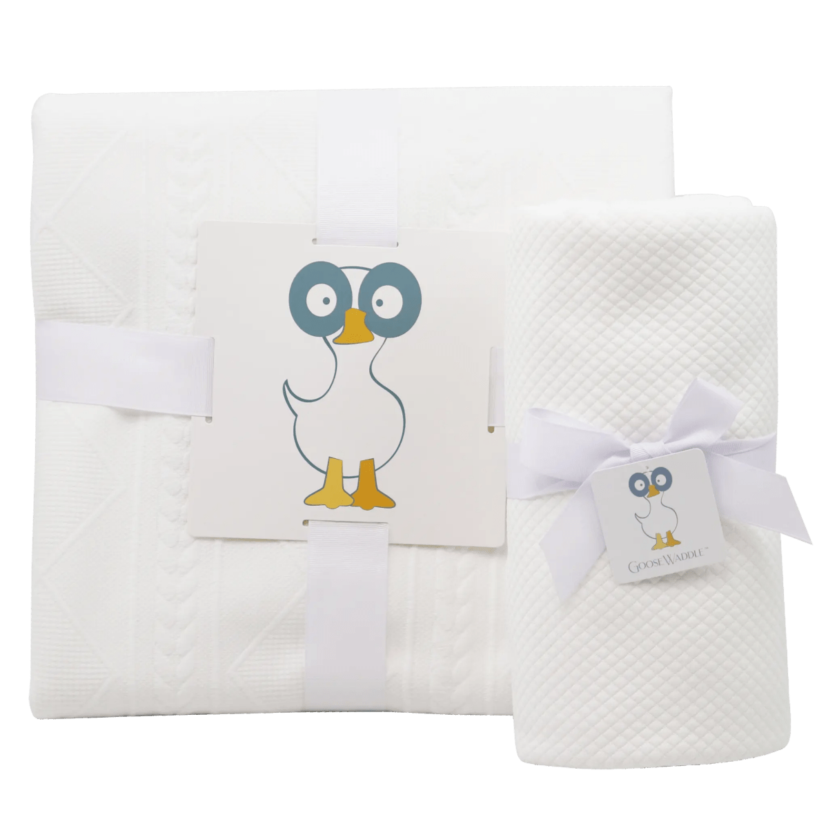 Goosewaddle® | Newborn Baby Blankets Toys Teethers Bibs & More Cozy Knit Blanket Set for Moms and Kids