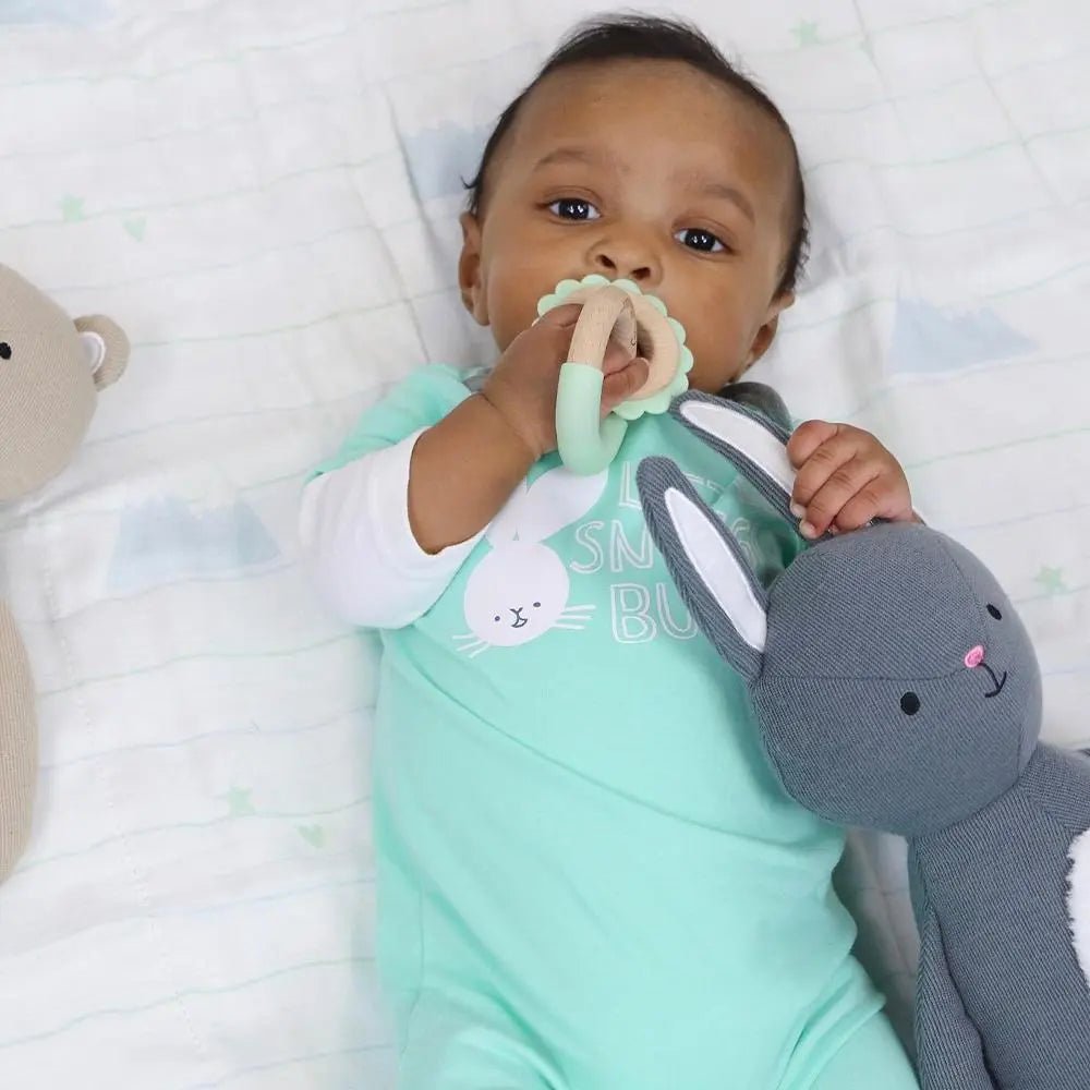 Goosewaddle® | Newborn Baby Blankets Toys Teethers Bibs & More Cozy Knit Bunny Plush Toy with Ultra Soft Fabric for Infants and Toddlers - 