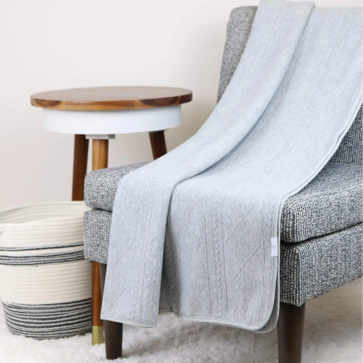 Cozy Knit Throw Blanket for Home Decor with Soft Gray Fabric - Everetts Place