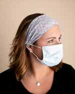 Three Little Tots Cozy Light Gray Savior Headbands with Buttons For Masks - 