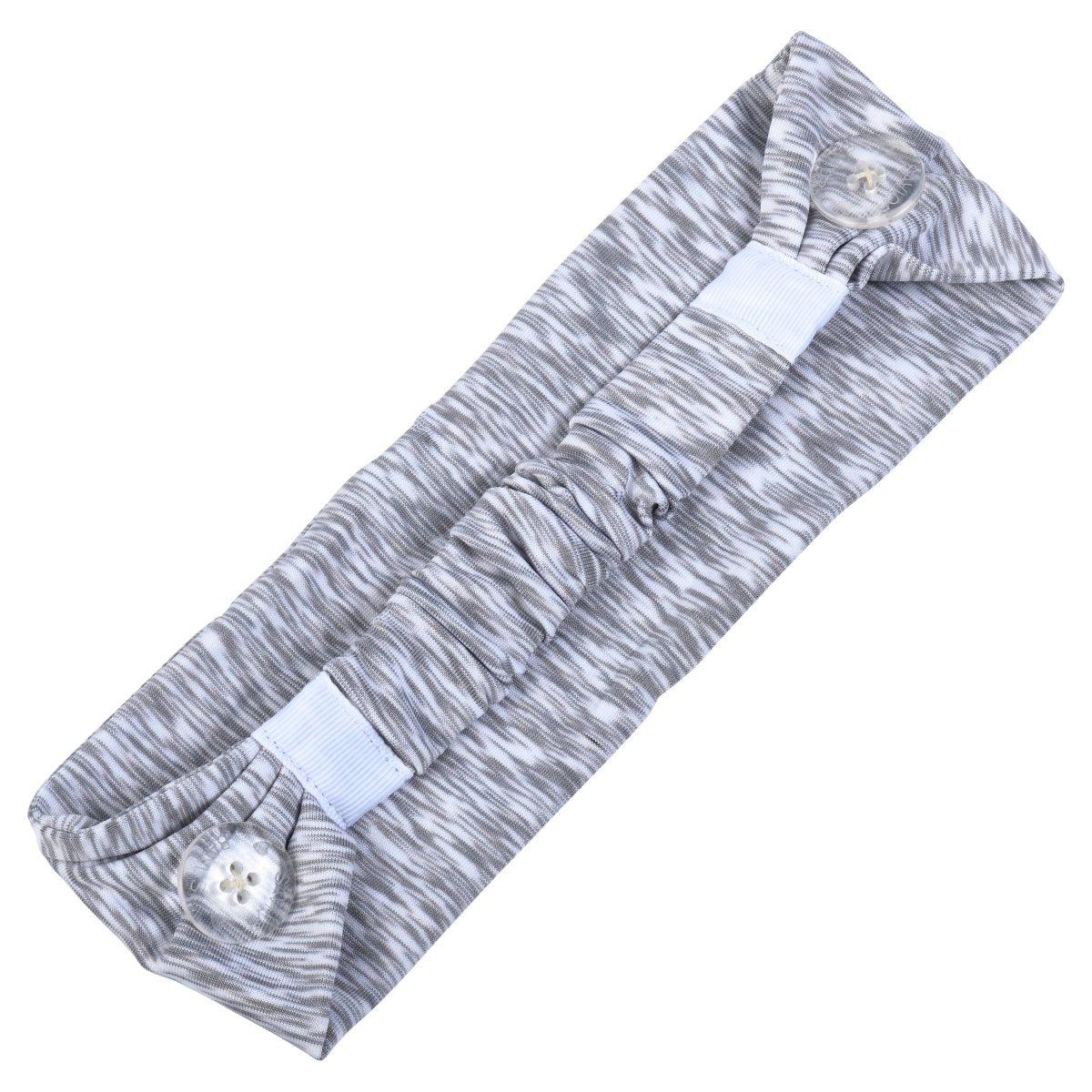 Three Little Tots Cozy Light Gray Savior Headbands with Buttons For Masks - 