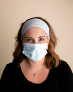 Three Little Tots Cozy Light Gray Savior Headbands with Buttons For Masks - 