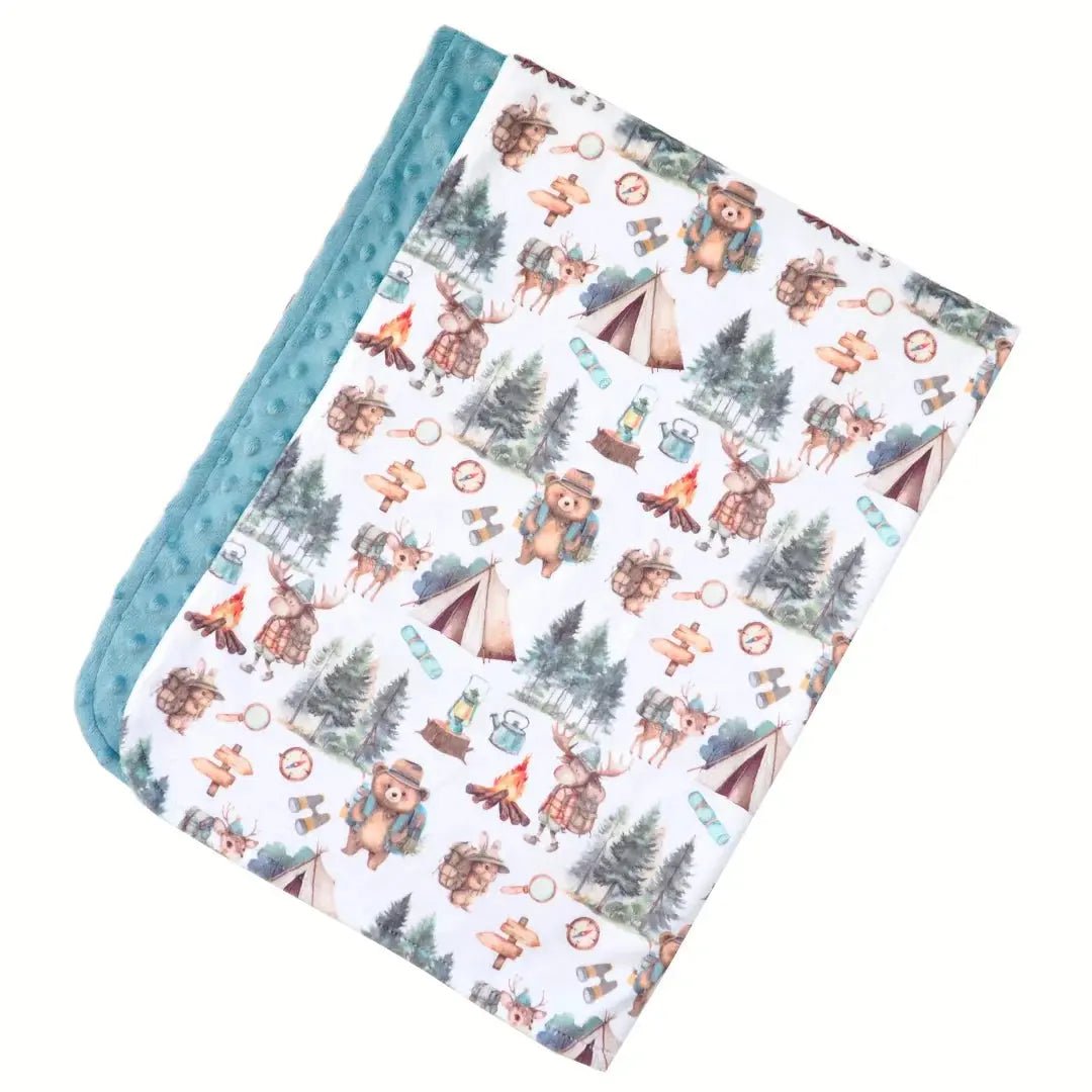 Honey Lemonade Cozy Minky Blanket with Adorable Woodland Creatures for Baby Explorers - 