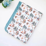Honey Lemonade Cozy Minky Blanket with Adorable Woodland Creatures for Baby Explorers - 