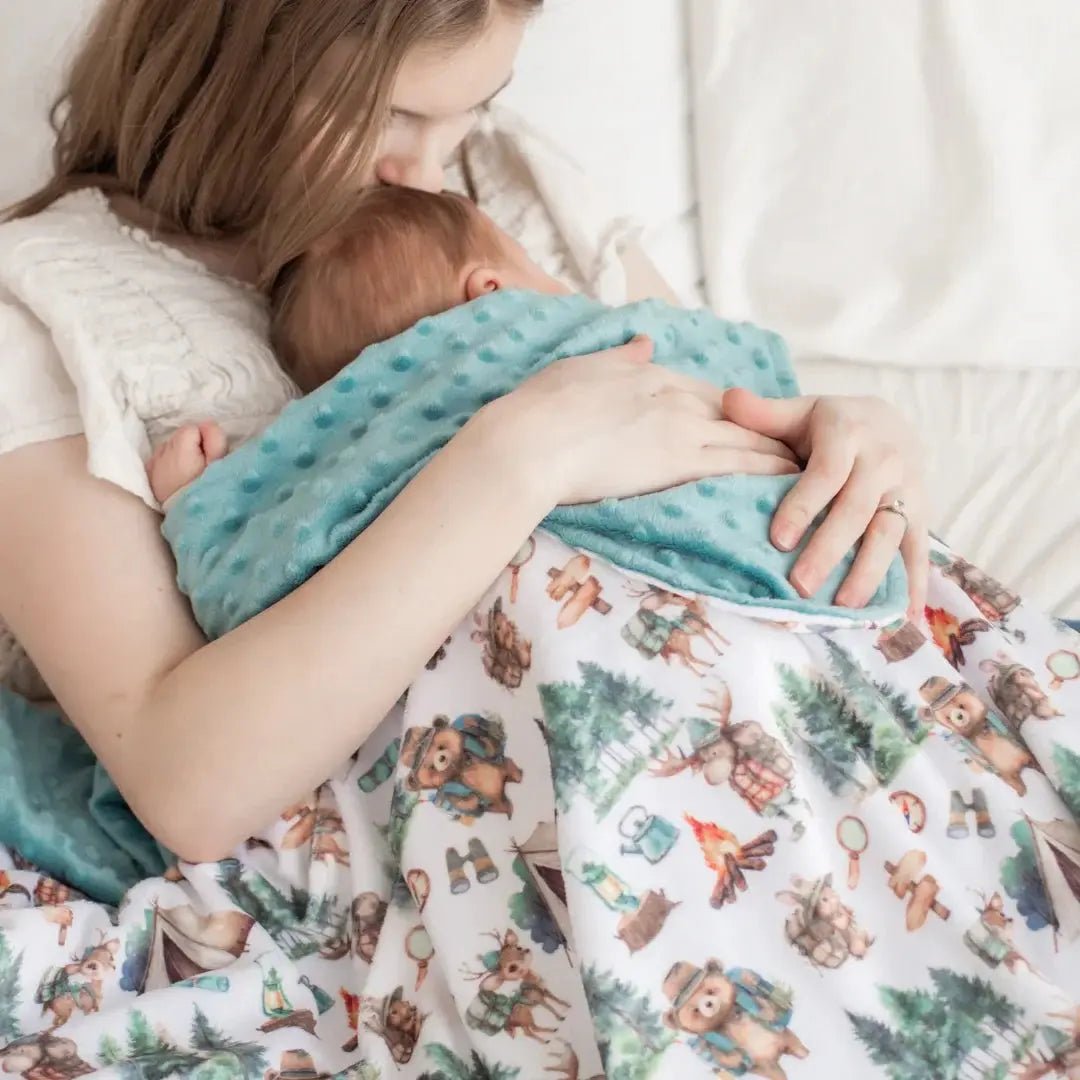 Honey Lemonade Cozy Minky Blanket with Adorable Woodland Creatures for Baby Explorers - 
