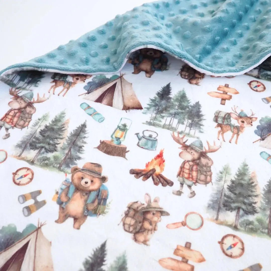 Honey Lemonade Cozy Minky Blanket with Adorable Woodland Creatures for Baby Explorers - 
