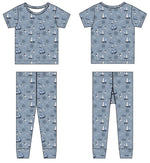 Sweet Bamboo Cozy Pajamas - Pirate Ship Pajama Set with Short Sleeves for Big Kids - 