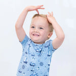 Sweet Bamboo Cozy Pajamas - Pirate Ship Pajama Set with Short Sleeves for Big Kids - 