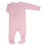Sweet Bamboo Cozy Pink Hearts Zipper Footie with Two Way Zipper for Stylish Babies - 