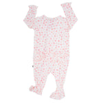 Sweet Bamboo Cozy Ruffle Footie with 2 Way Zipper and No Slip Grips for Infants - 