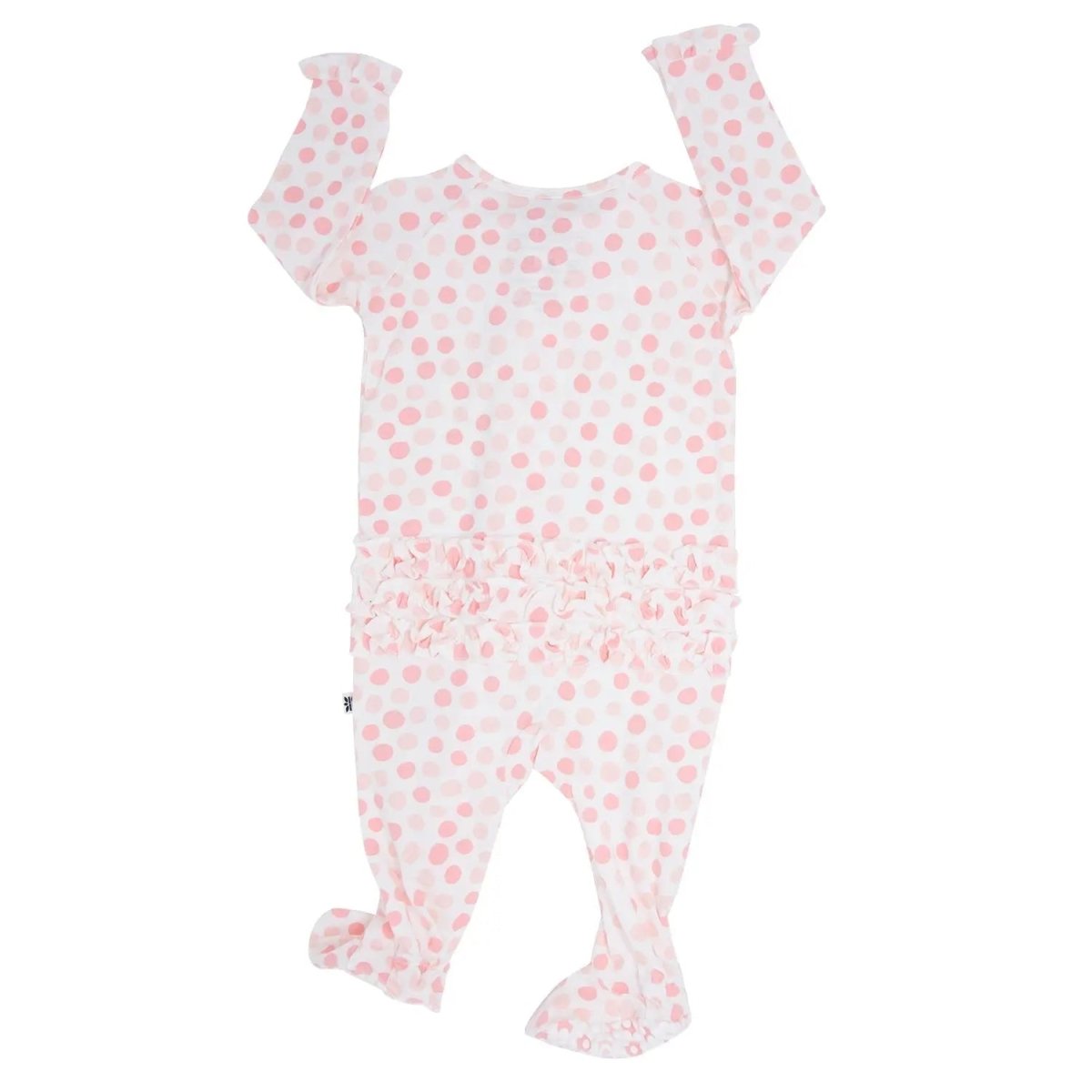 Sweet Bamboo Cozy Ruffle Footie with 2 Way Zipper and No Slip Grips for Infants - 