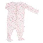 Sweet Bamboo Cozy Ruffle Footie with 2 Way Zipper and No Slip Grips for Infants - 