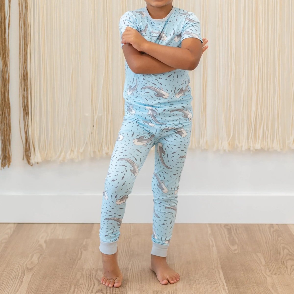 Sweet Bamboo Cozy Short Sleeve Pajama Set with Cuffed Legs for Big Kids - 