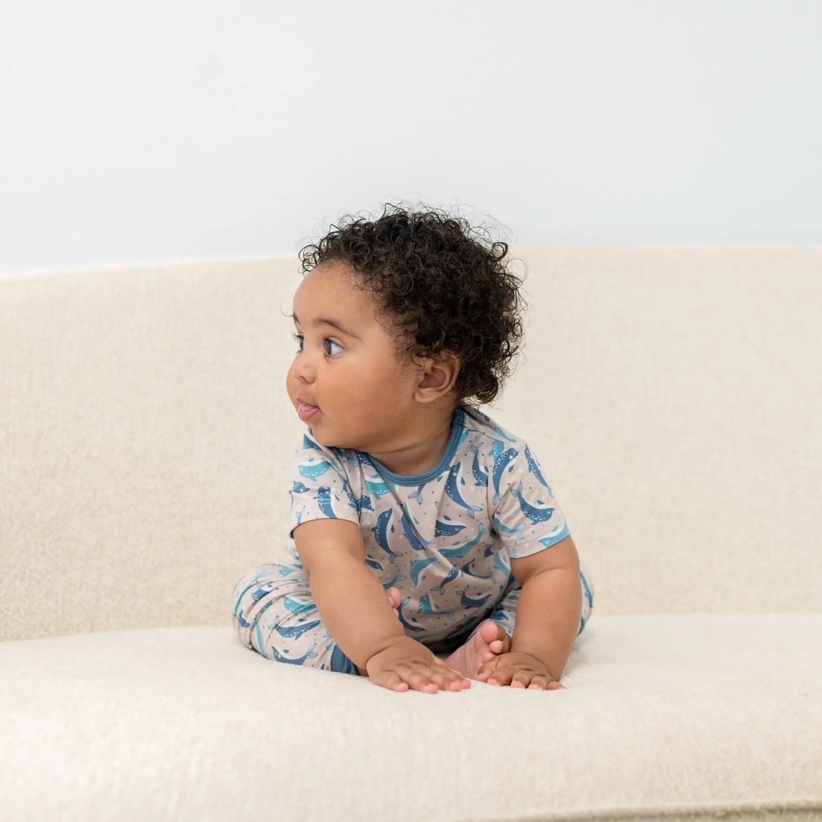 Sweet Bamboo Cozy Short Sleeve Pajama Set with Cuffed Pants for Big Kids - 