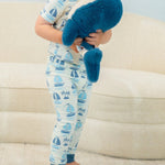 Sweet Bamboo Cozy Short Sleeve Pajama Set with Cuffed Pants for Big Kids - 