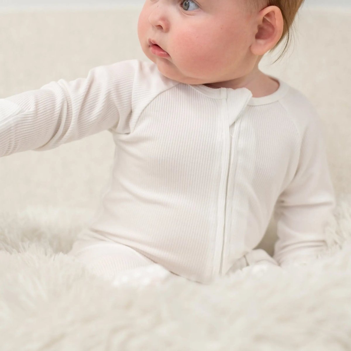 Sweet Bamboo Cozy Zipper Footie with 2 Way Zipper and Silicone Grips for Infants - 