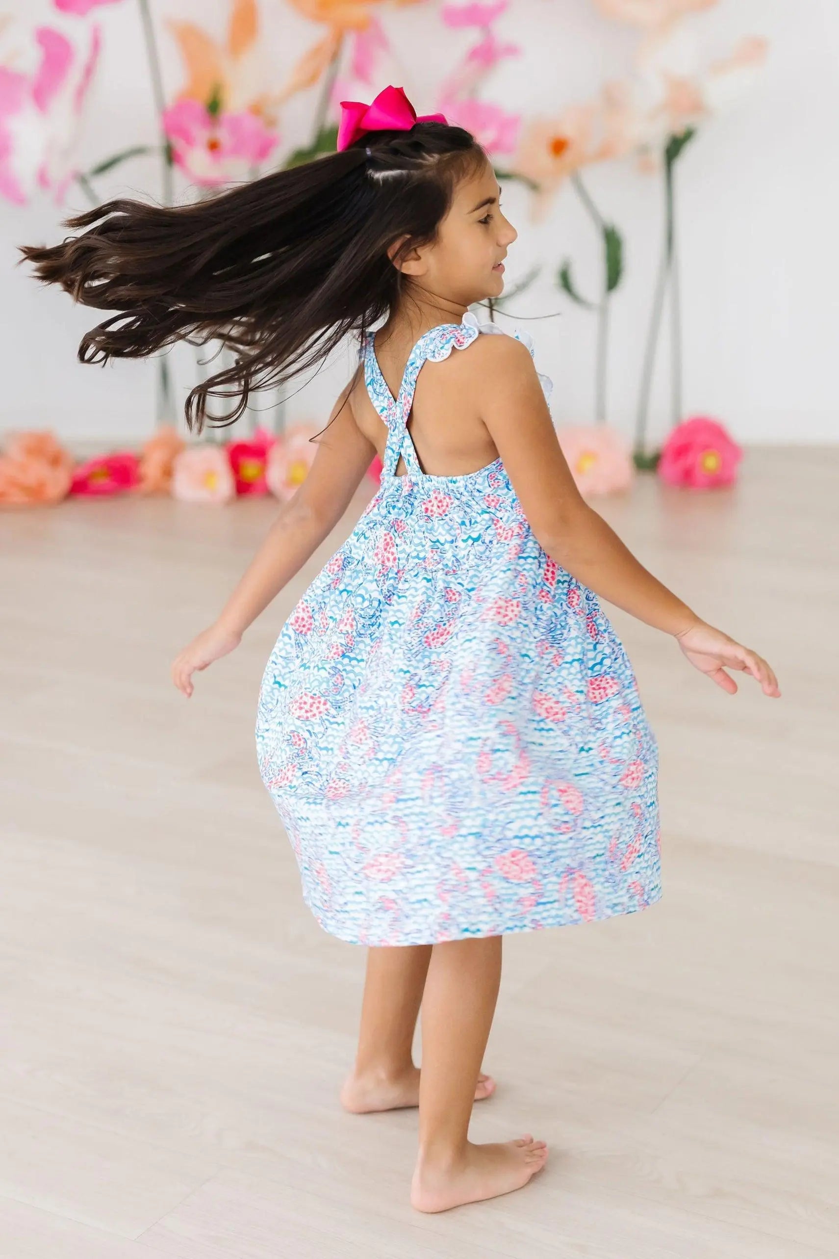 Mila & Rose ® Crab Walk Ruffle Cross Back Dress - 