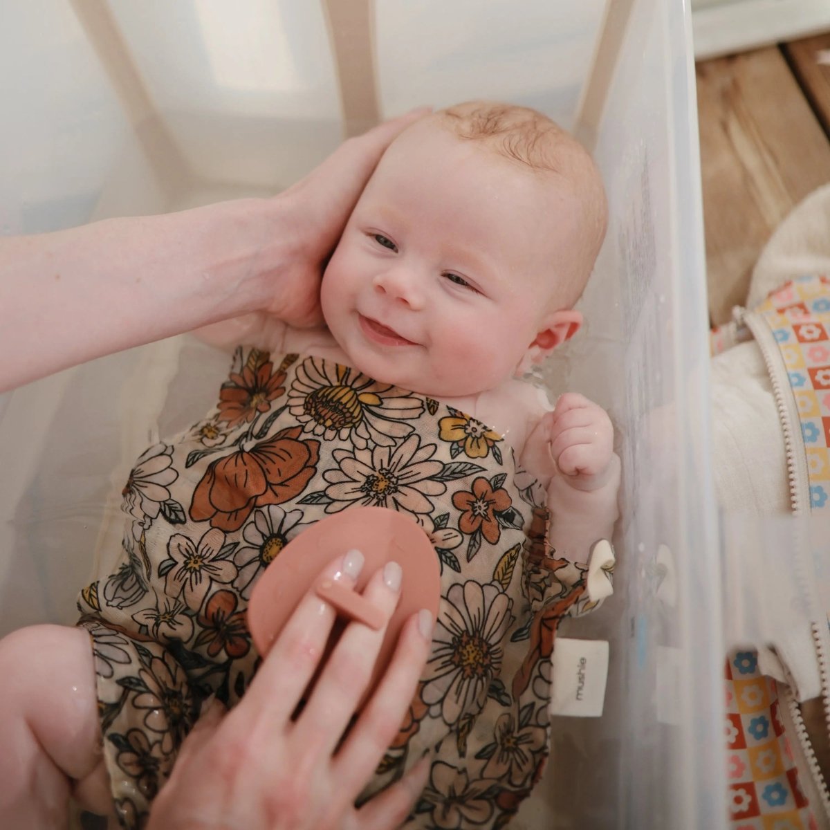 Mushie Cradle Cap Brush for Babies with Soft Silicone Bristles for Gentle Exfoliation and Massage - 