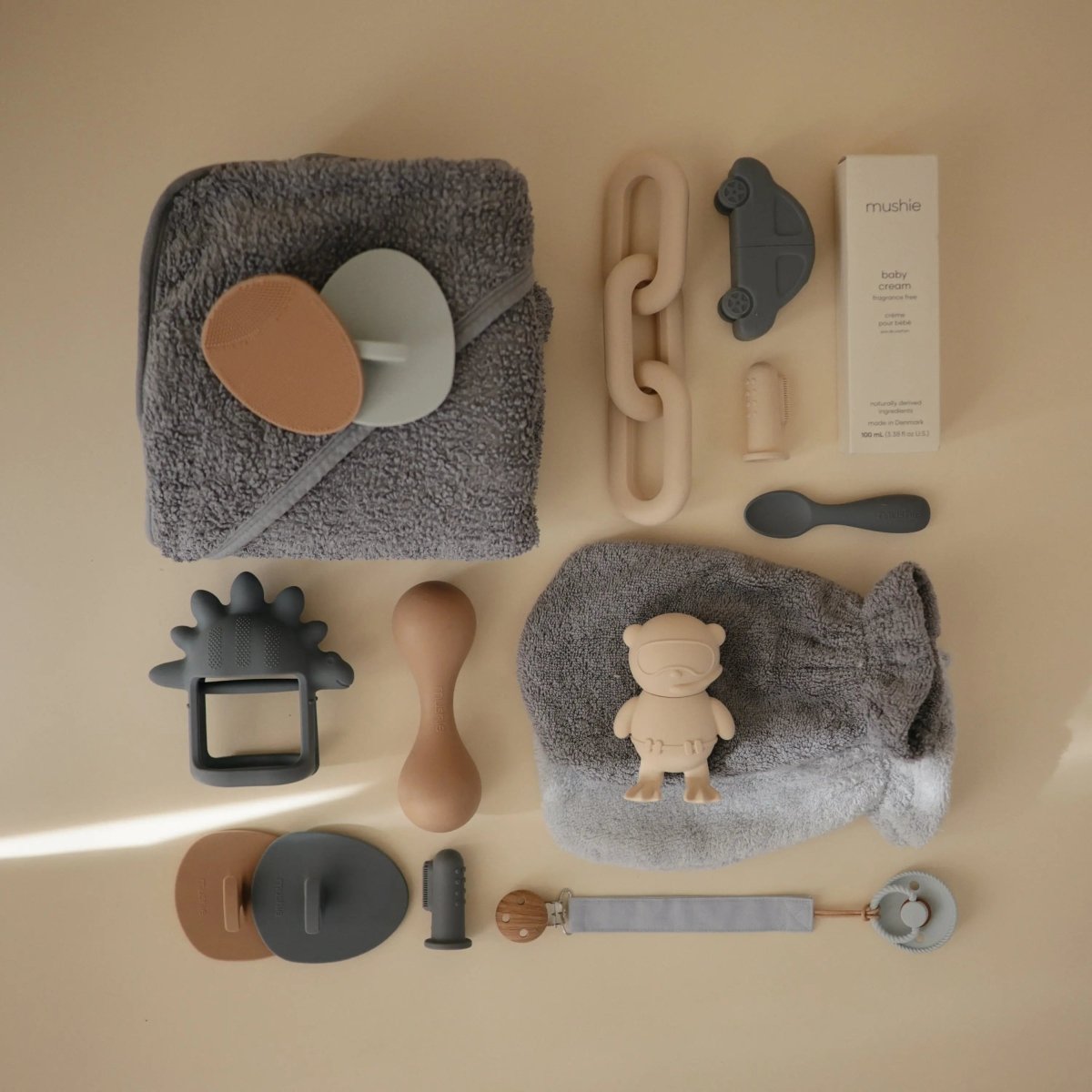 Mushie Cradle Cap Brush for Babies with Soft Silicone Bristles for Gentle Exfoliation and Massage - 