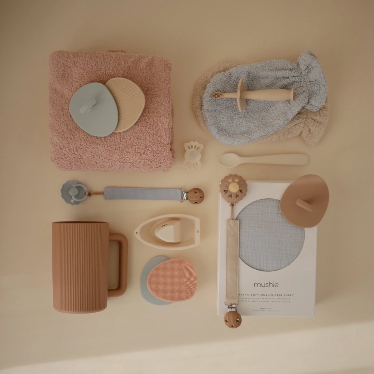 Mushie Cradle Cap Brush for Babies with Soft Silicone Bristles for Gentle Exfoliation and Massage - 