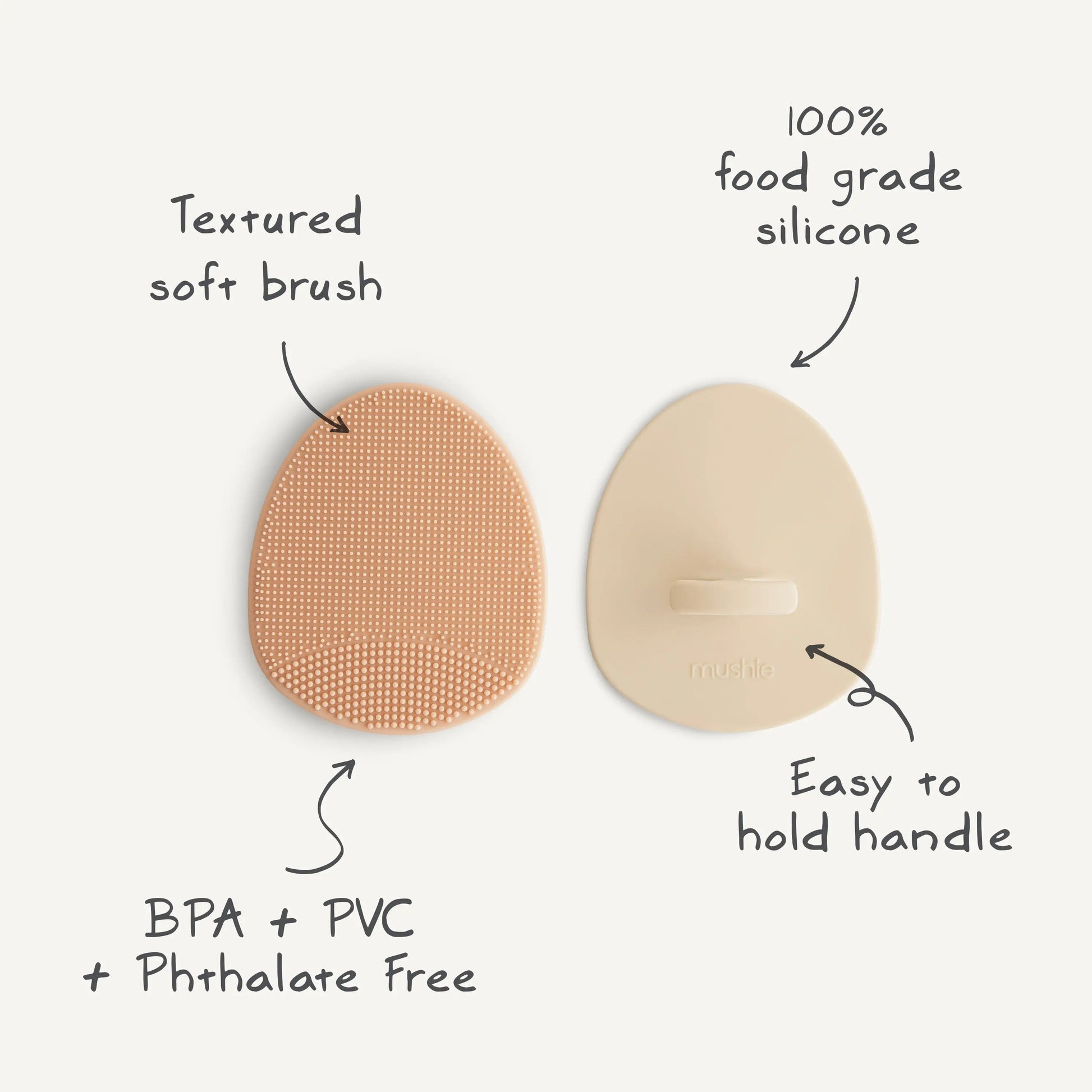 Cradle Cap Brush for Babies with Soft Silicone Bristles for Gentle Exfoliation and Massage Mushie