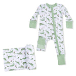 Angel Dear Crayon Alligators - Convertible Romper & Swaddle Blanket Set - 