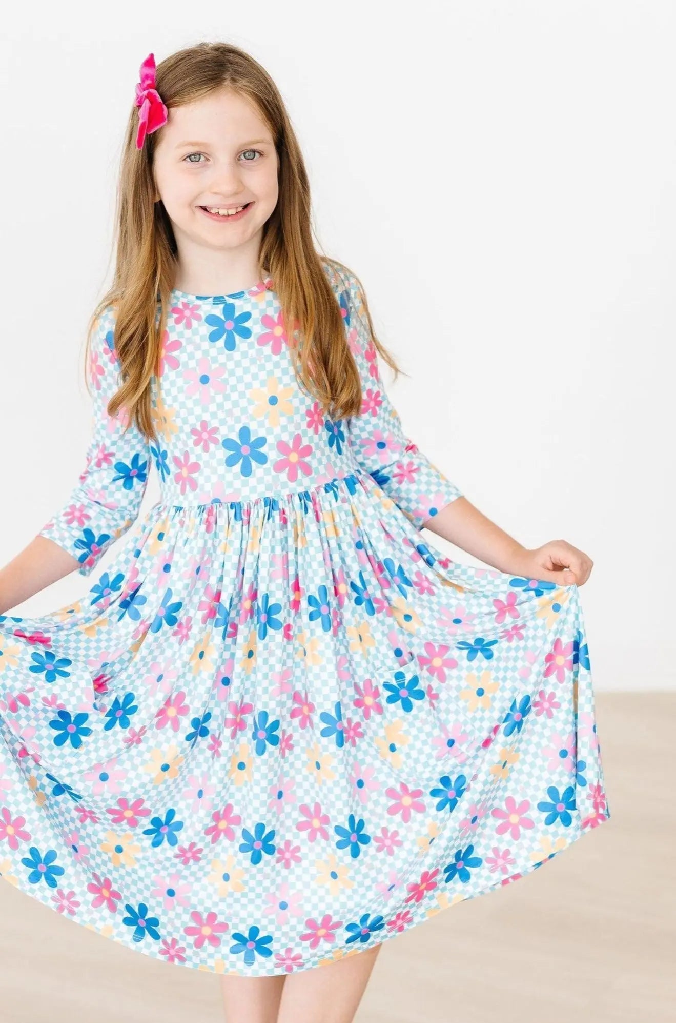 Mila & Rose ® Crazy Daisy 3/4 Sleeve Pocket Twirl Dress - 