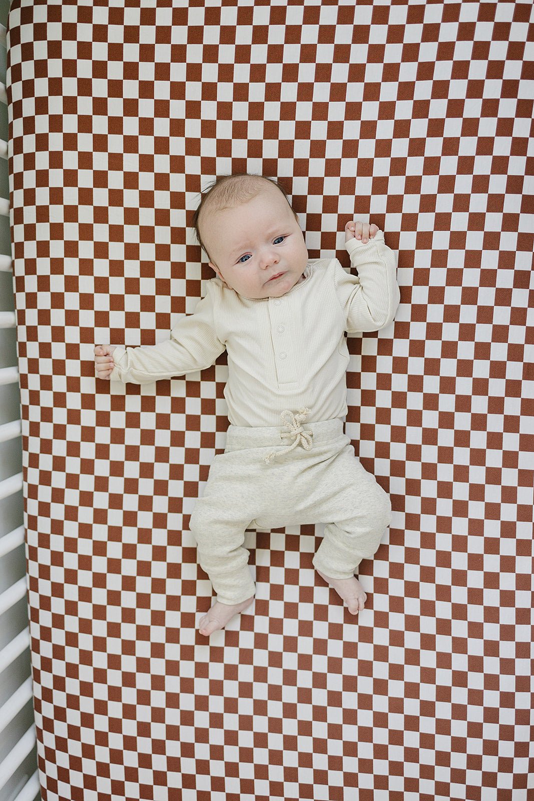 Mebie Baby Cream Bamboo Snap Long Sleeve Ribbed Bodysuit - 