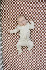 Mebie Baby Cream Bamboo Snap Long Sleeve Ribbed Bodysuit - 