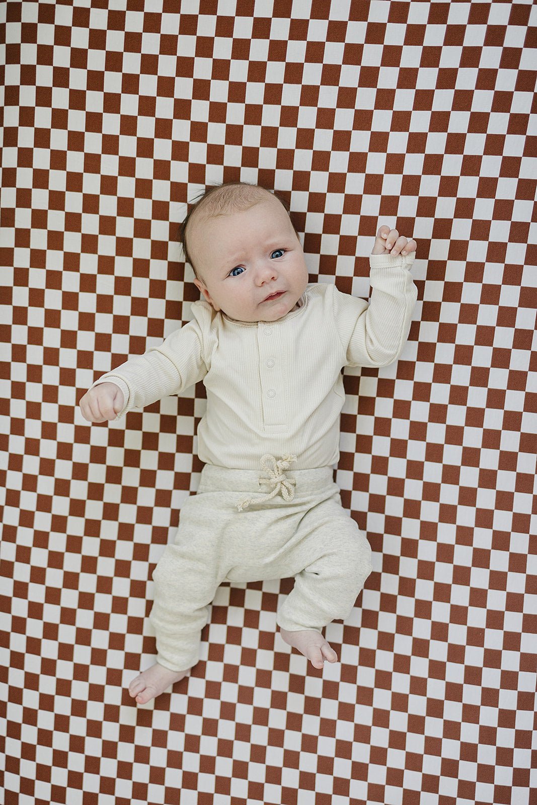 Mebie Baby Cream Bamboo Snap Long Sleeve Ribbed Bodysuit - 