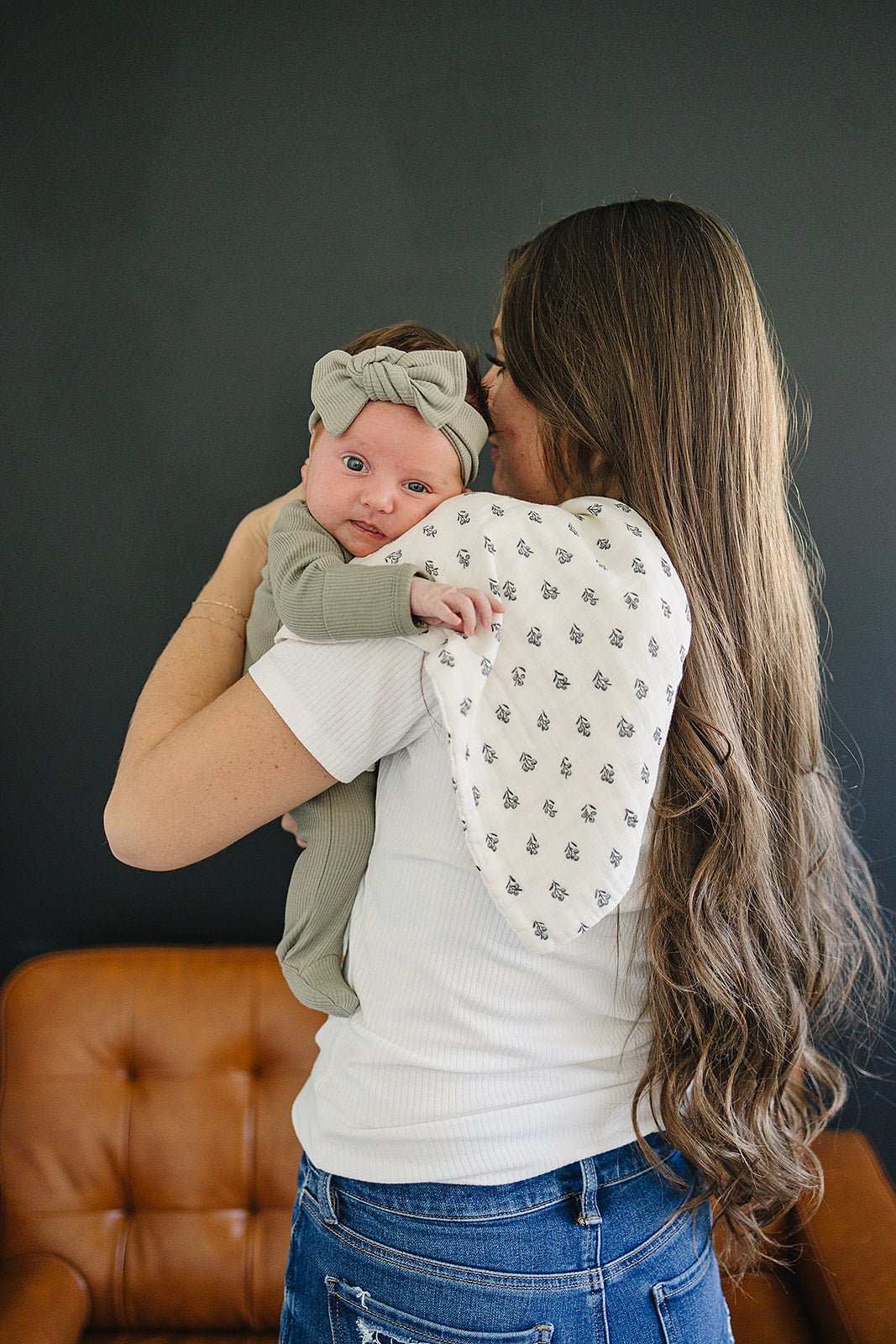 Mebie Baby Cream Berry Muslin Burp Cloth (view 2 of 3)