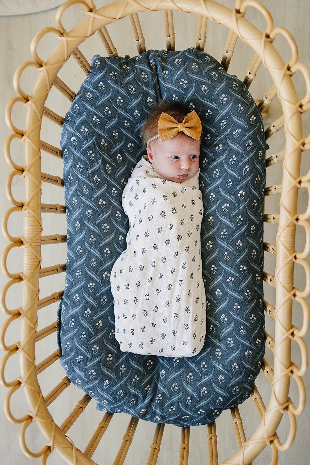 Mebie Baby Cream Berry Muslin Swaddle Blanket - 