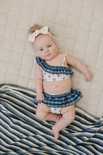 Mebie Baby Cream Berry Ruffle Shoulder Bikini Set - 
