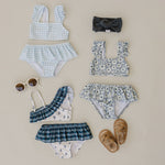 Mebie Baby Cream Berry Ruffle Shoulder Bikini Set - 