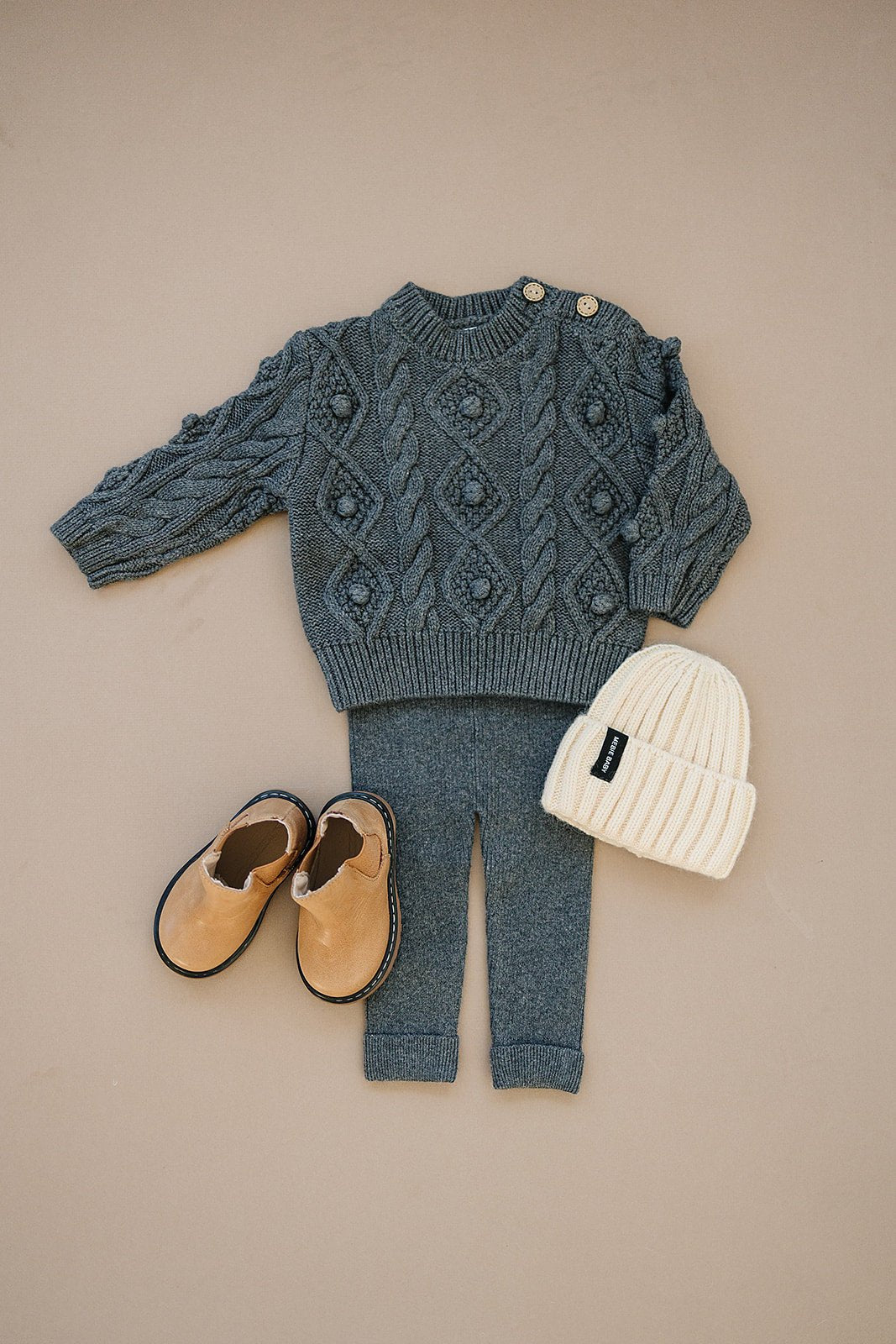 Mebie Baby Cream Chunky Knit Beanie - 