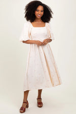 PinkBlush Cream Floral Maternity Midi Dress - 