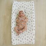 Mebie Baby Cream Floral Muslin Changing Pad Cover - 