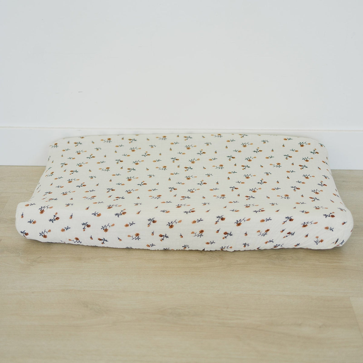 Mebie Baby Cream Floral Muslin Changing Pad Cover - 