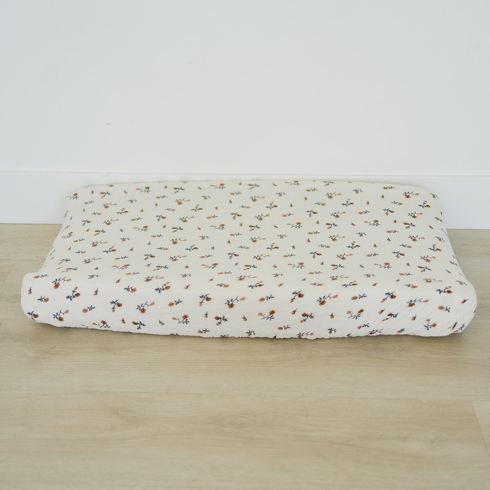 Mebie Baby Cream Floral Muslin Changing Pad Cover - 