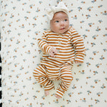 Mebie Baby Cream Floral Muslin Crib Sheet - 