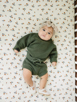 Mebie Baby Cream Floral Muslin Crib Sheet - 
