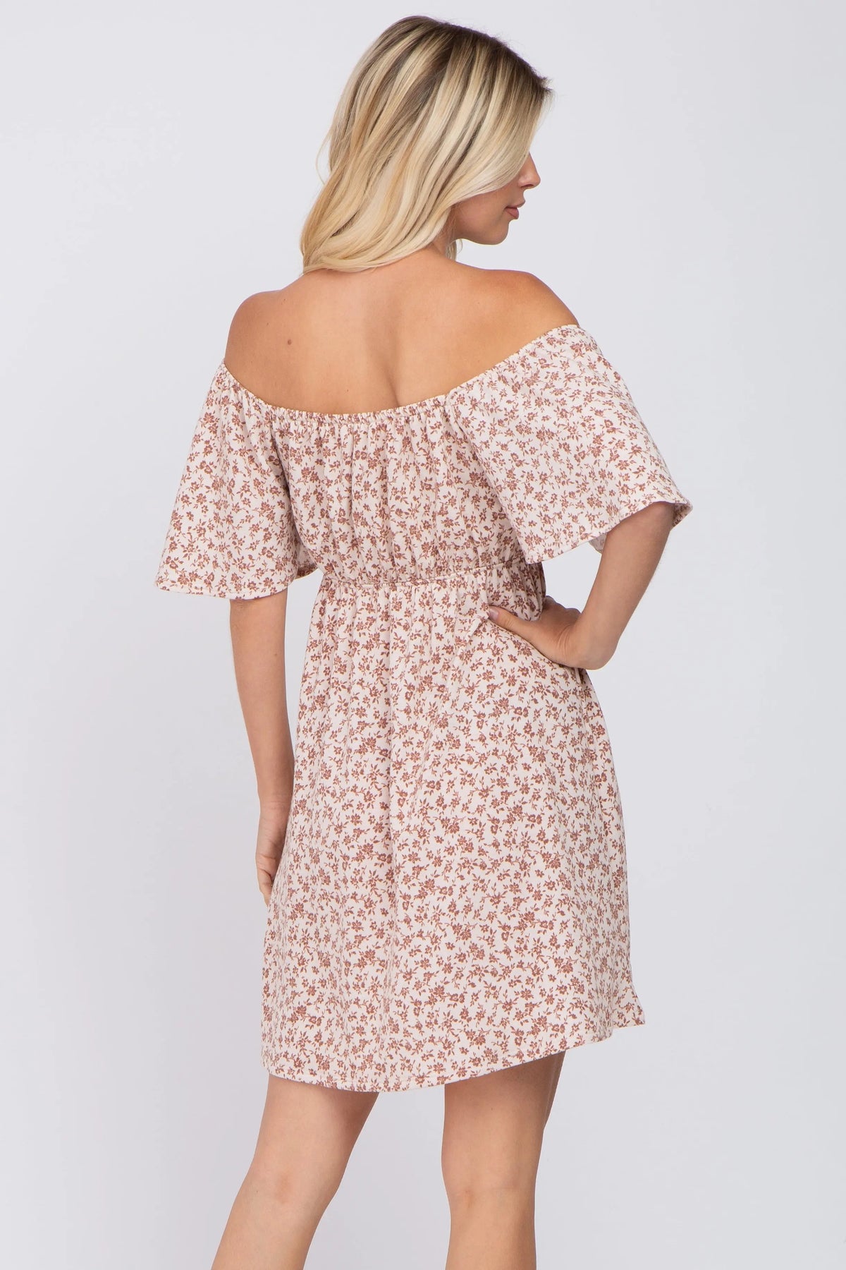 PinkBlush Cream Floral Short Sleeve Dress - 