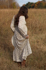 PinkBlush Cream Floral Smocked Long Sleeve Maxi Dress - 