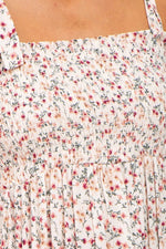 PinkBlush Cream Floral Smocked Tie Strap Midi Dress - 