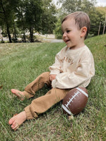 Little Joy Co. Cream Gameday Crewneck Sweatshirt for Kids Cotton Fleece - Everetts Place Boutique - 