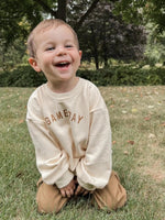 Little Joy Co. Cream Gameday Crewneck Sweatshirt for Kids Cotton Fleece - Everetts Place Boutique - 