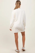PinkBlush Cream Long Sleeve Oversized Sweatshirt Maternity Mini Dress - 
