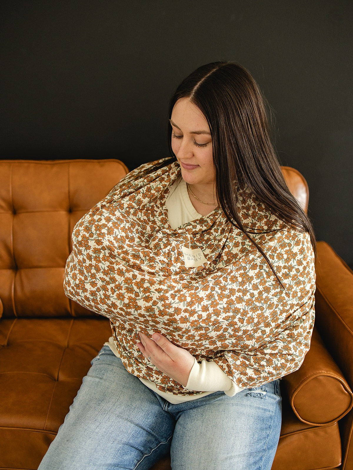 Mebie Baby Cream Magnolia Bamboo Multi Use Baby Nursing Car Seat Stroller Cover - 